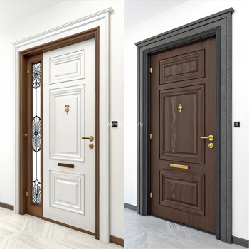 Металлическая белая дверь для дома с покрытием